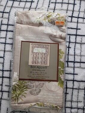 55x38 Bon Appetit Bed Bath & Beyond Mushroom Tan Swag TOPPER ONLY -NEW